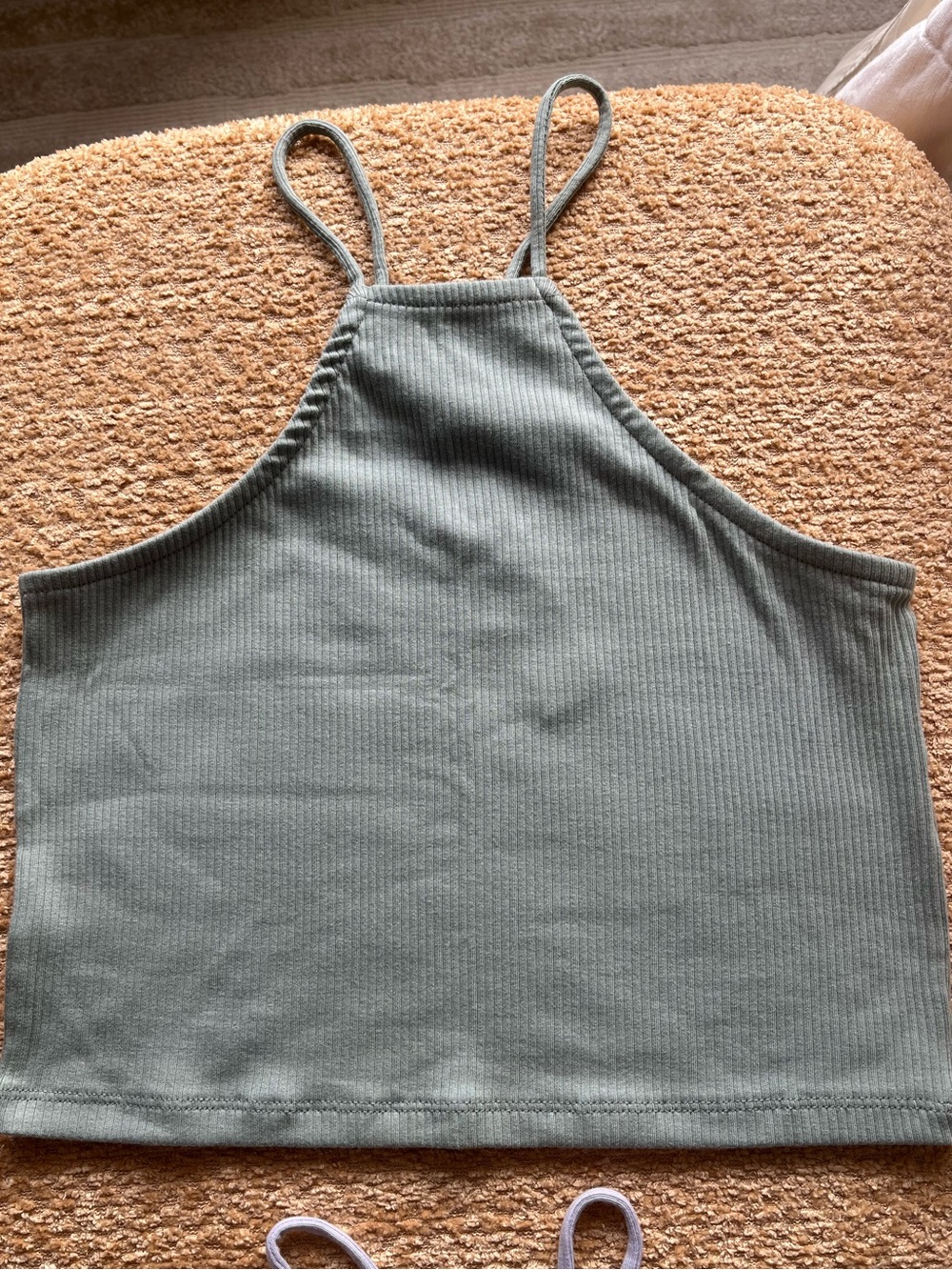 J. Crew Ribbed Halter Crop Tank - Sage Green